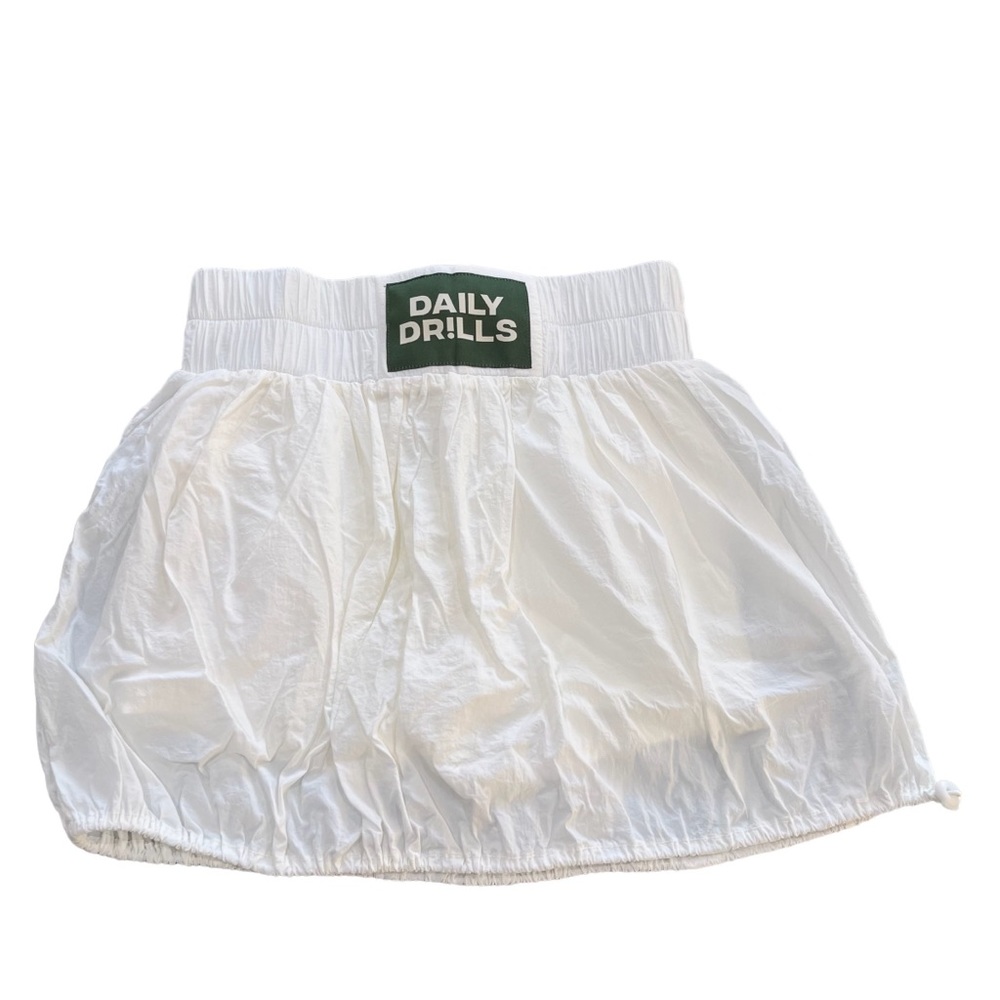 Daily Drills Skirt Skort White Lined Cinch Bottom Nylon